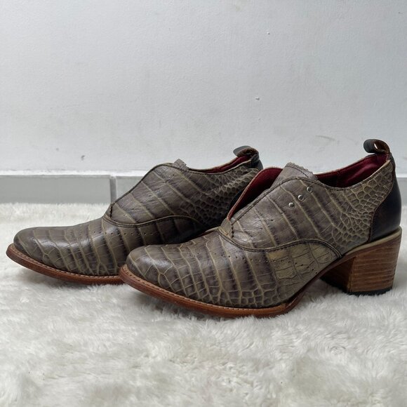 Freebird by Steven Sadie Women's Grey Reptile Print Heeled Boots Shoes Size 10 - Picture 1 of 9